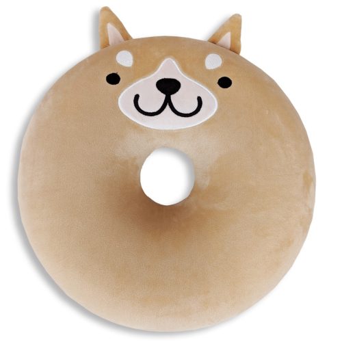 A Memory Foam Donut Dog Themed Pillow with Edith The Dog on it, perfect for pain relief by Pillowtex.