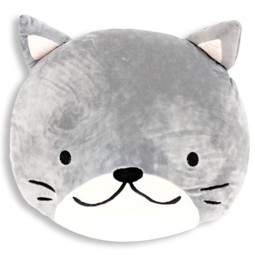 This Squishy Cat Face Pillow with Floppy Ears | Cornelius The Cat, perfect as a children's gift, is on a white background.