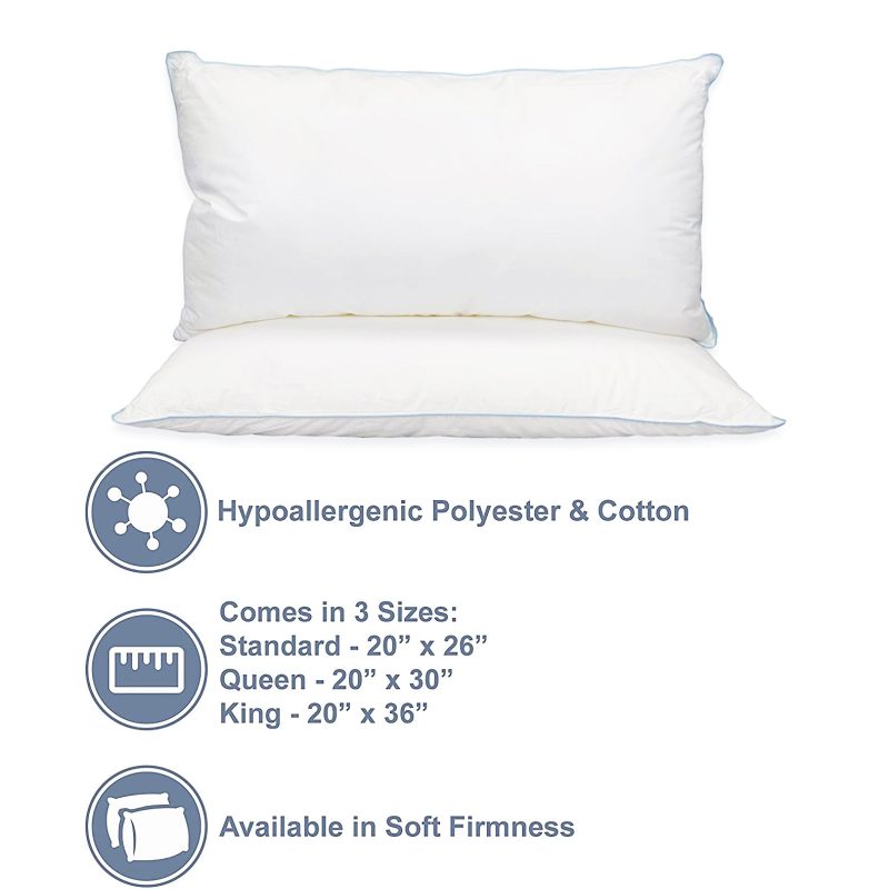 Setof2PillowsSimilartoHolidayInnSoftBlueCordSoftBedPillow features